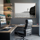 Jumping Wall Art Canvas Print – Framed Coastal Ocean Scene