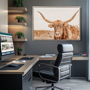 Texas Longhorn Wall Art Canvas Print – Framed Sepia Cow Art by MyGreatCanvas | Canvas Wall Art Prints | Photo Prints & Wall Decor