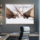Elk Wall Art Canvas Print – Framed Wildlife Strength Snowy by MyGreatCanvas | Canvas Wall Art Prints | Photo Prints & Wall Decor