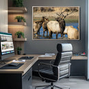 Wild Elk Wall Art Canvas Print – Framed Neutral Wildlife