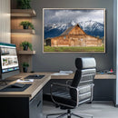 Rustic Wooden Barn Wall Art Canvas Print – Snowy Mountain by MyGreatCanvas | Canvas Wall Art Prints | Photo Prints & Wall Decor