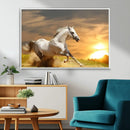 Large Wall Art Galloping White Horse at Sunset Canvas Print