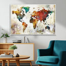 Watercolor World Map Canvas Print – Framed Wall Art for by MyGreatCanvas | Canvas Wall Art Prints | Photo Prints & Wall Decor