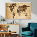 Push Pin World Map Canvas Print – Framed Travel Tracker Wall