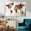 Vintage World Map Canvas Wall Art Print, Warm Tone Global by MyGreatCanvas | Canvas Wall Art Prints | Photo Prints & Wall Decor