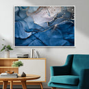 Navy Blue Canvas Art Abstract Print – Elegant Triptych