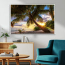 Tropical Island Sunset on the Beach Palms Wall Art Canvas by MyGreatCanvas | Canvas Wall Art Prints | Photo Prints & Wall Decor