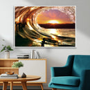 Golden Wave Sunset Triptych Canvas Art, Giclee Canvas Print