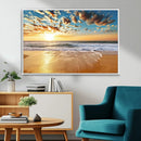Golden Sunset Beach Print Canvas Wall Art, Giclee Canvas