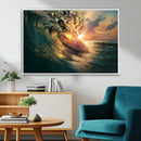 Ocean Wave Sunset Canvas Wall Art – Triptych Seascape Print