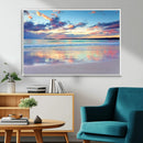 Tranquil Pastel Sunset Beach Triptych Canvas Art, Soothing