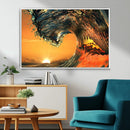 Surf Wave Sunset Canvas Wall Art Print, 3-Panel Ocean