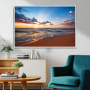 Serene Ocean Sunset Canvas Print, Golden Hour Beach Wall