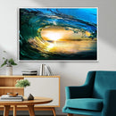Ocean Wave at Sunset Canvas Art, Large Wall Print of Vibrant