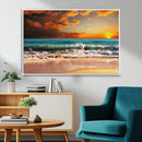 Golden Sunset Beach Canvas Wall Art – Triptych Seascape