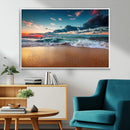 Sunset on Beach Wall Art Ocean Beach Canvas Print