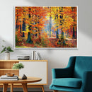 Autumn Red Forest Triptych Canvas Wall Art Print, Forest