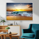Golden Sunset Ocean Waves Wall Art Canvas Print – Multi