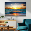 Vibrant Ocean Sunrise Over Golden Beach Waves, Giclee Canvas