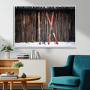 Vintage Ski Gear Canvas Print, Vintage Ski Gear Against
