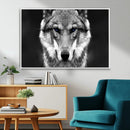 Black and White Wild Wolf Wall Art Canvas Print