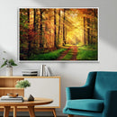 Sunlight Through Trees Wall Art Canvas Print - Autumn Forest