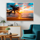 Palm Tree Sunset On The Beach Wall Art Canvas, Framed Palm by MyGreatCanvas | Canvas Wall Art Prints | Photo Prints & Wall Decor