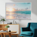 Tranquil Ocean Beach Sunset Canvas Wall Art | 3-Panel