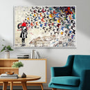 Banksy Art Butterfly Girl Explosion Canvas Art – Vibrant