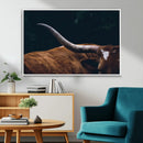 Texas Longhorn Bull Wall Art Canvas Print - Large Framed