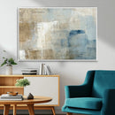 Abstract Blue and Beige Wall Art, Modern Minimalist Canvas
