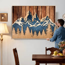 Rustic Wood Style Mountain Wall Art, Nature Forest Canvas