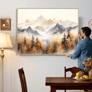 Abstract Mountain Wall Art | Misty Mountain Forest and