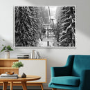 Winter Ski Lift Black and White Canvas Wall Art – Alpine