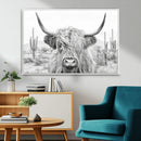 Rustic Charm | Cow Longhorn Black White Bighorn Wall Art by MyGreatCanvas | Canvas Wall Art Prints | Photo Prints & Wall Decor