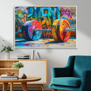 Fitness Gym Barbell Graffiti Wall Art Canvas Print