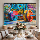 Fitness Gym Barbell Graffiti Wall Art Canvas Print