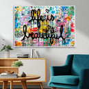 Life Beautiful Art Print - Banksy Graffiti Wall Art Canvas by MyGreatCanvas | Canvas Wall Art Prints | Photo Prints & Wall Decor