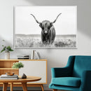 Highland Cow Canvas Wall Art – Majestic Beauty in Black and