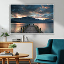 Mountain Lake Wood Pier Canvas Wall Art Nature Lake Print
