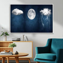Dark Blue Cloud Art, 3 Piece Indigo Blue Wall Art, Aesthetic
