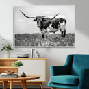 Texas Black White Highland Longhorn Cow Wall Art Canvas by MyGreatCanvas | Canvas Wall Art Prints | Photo Prints & Wall Decor