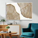 Rustic Brown Tree Ring Wall Art Canvas Print – Framed and