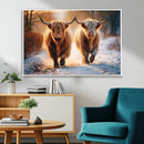 Scottish Highland Cow Horn Farm Wall Art Canvas Print