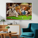 Dogs Playing Pool Canvas Wall Art Funny Gifts Dog Print