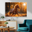 Running Horse Sunset Forest Wall Art Canvas Print