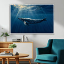 Whale under Ocean Wall Art Canvas Print