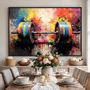 Weightlifting Barbell Art Triptych, Bold Abstract Fitness