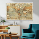 Push Pin World Map Canvas Print – Travel Tracker Wall Art
