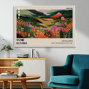 Yayoi Kusama Abstract Print, Vibrant Floral Mountain Art
